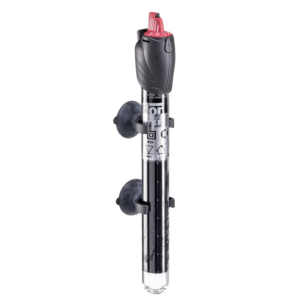 Hydor THEO 100 W Aquarium Turtle Tank Heater, Submersible, Anti-Thermal Shock, Shatterproof, with Graduated Scale and Suction Cups, Black