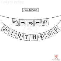 Party Propz Its My 1/2 Birthday Moustache Banner For Boy Half Birthday Decorations, 6 Months Birthday boy Decorations Or 1/2 Birthday Decorations for boy/ It is My 1/2 Birthday Banner for boy / 1/2 birthday boy decoration