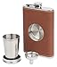 Shot Flask - Dirty Mack's 8oz Brown Leather Stainless Steel 8 Ounce Hip Whiskey Flask Gift Set with Collapsible Retractable Steel Cup and Easy Pour Funnel - Premium Two Part Gift Box
