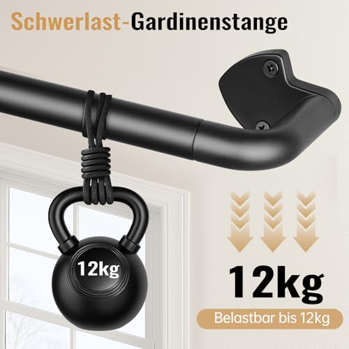 DEFYNEE Curved Curtain Rod, Length 81 - 218 cm, Extendable Diameter 19 mm, Multi-Piece Telescopic Segment Curtain Rod, Wrap Around Design, Black
