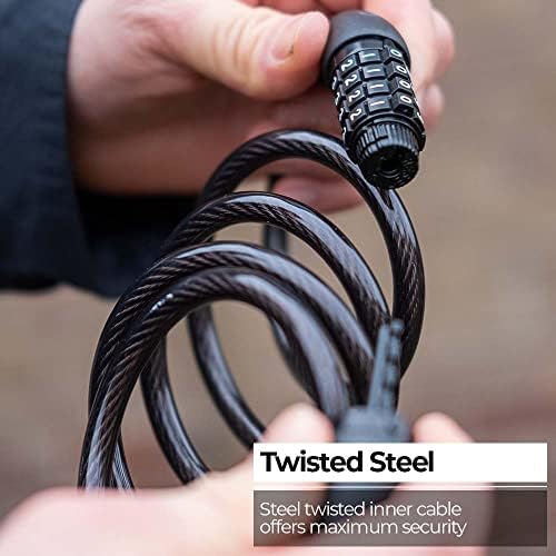 Cycling QuickCode Cable Antivol avec Code | Pour Vélos de Route, VTT et Vélos Urbains | Longueur 120cm | BBL-66, Black