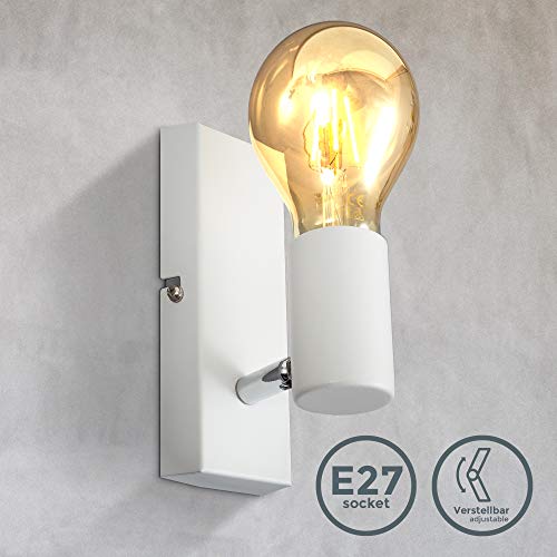 B.K.Licht I Wandlamp I retro lamp voor binnen I metaal I wit I industrieel I wandlampen I netstroom I met 1 lichts I… - Afbeelding 3