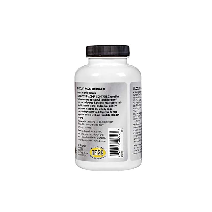 NutriVet Bladder Control Supplement for Dogs Reduce Dog Urinary Incontinence 90 Chewable