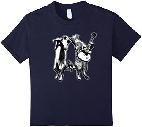 Kids Cat Humor T-Shirt Playing Guitar and Meowing 12 Navy