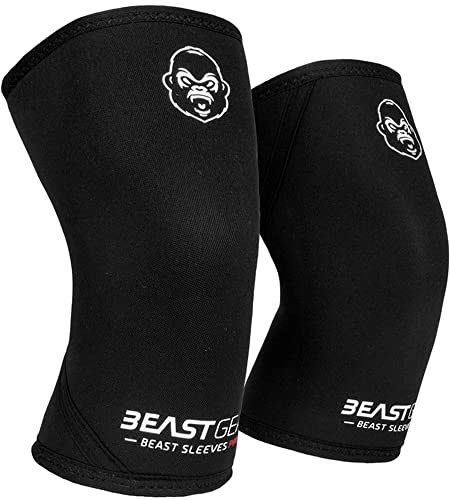 Beast Gear Sleeves Pro 7mm Neoprene Double-Ply Compression Knee Sleeves for Support and Protection, Weightlifting, Crossfit, Powerlifting, Strongman, Squats, Deadlift, Olympic Lifting, XL