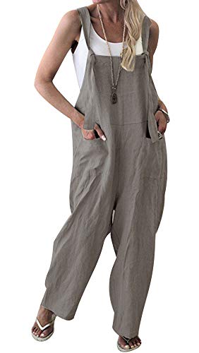 TOP-MAX Women's Loose Suspender Trousers Wide Leg Overalls Jumpsuit Romper Harem Pants Plus Size