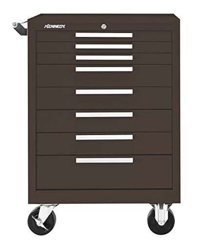 Kennedy Manufacturing 378Xb 27" 8-Drawer Industrial Tool Storage Roller Cabinet With Chest And Wheels, Tan Brown Wrinkle
