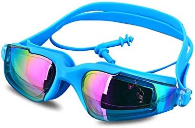 Fashion Beach Swim Goggles Earplug Electroplated Big Lens Waterproof Anti Fog