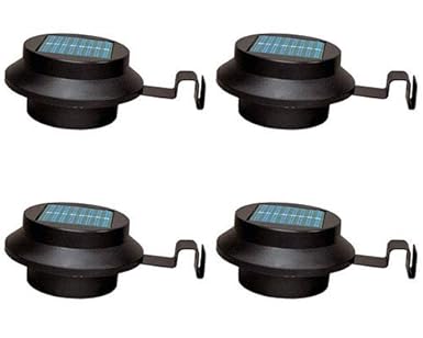 Solarize (TM) Solarzellenbetriebene Beleuchtung für Zaun / Dachrinne, Set mit 4 Lampen Schwarz