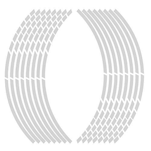 YOUNGFLY 16Pcs Motorcycle Car Wheel Rim Reflective Strips Tape Decal Stickers Bike Bicycle 18" White