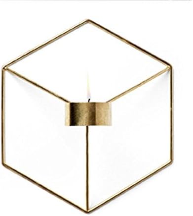 zilzol 3D Geometric Nordic Style Sconce Matching Candle Holder Iron Candlestick Handmade Wall Art Decor Decorative Candlestick Holder