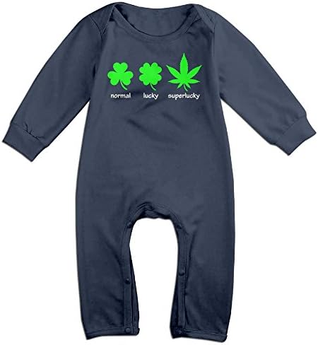 Baby Girls Boys Superlucky Hemp Leaf Long Sleeve Climb Jumpsuit 12 Months Navy