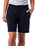 Danskin Soft knit Womens Bermuda Shorts with elastic waist and drawstring, Black L