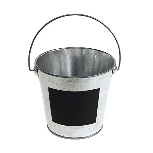 Homeford galvanized metal bucket with chalkboard label, silver (4…