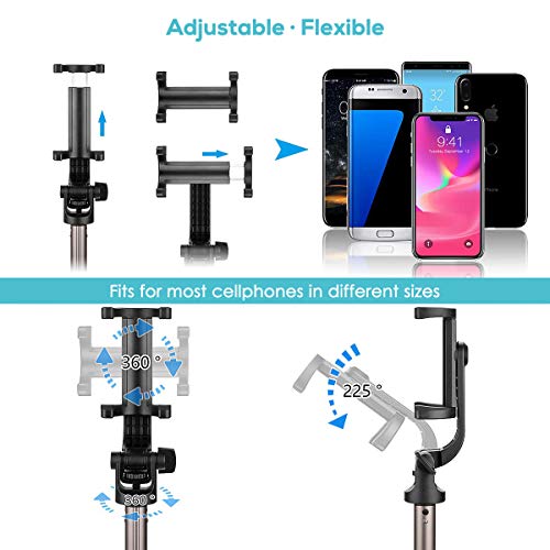 HOMVILLA Bastone Selfie Tripode con Telecomando, 3 in 1 Bluetooth Estensibile per Monopiede Selfie Stick Rotazione a 360 ° per iPhone XR / 8 Plus/Samsung Galaxy Fino a telefoni da 3,5-6 Pollici
