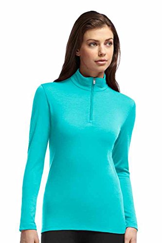 Icebreaker Women's Oasis Long Sleeve Half Zip Base Layer T-Shirt - Turquoise/Aquamarine, X-Large 
