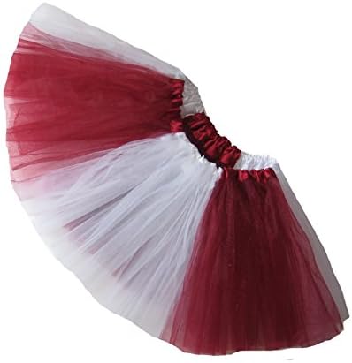 Southern Wrag Company Big Girls Team Spirit Tutu Sizes S-XXL (L:Tutu Waist 30-56, Burgundy White Tutu)
