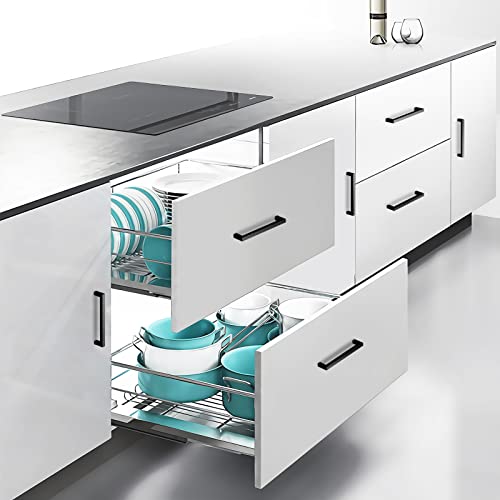NISUOIEN Matte Black 5 Inch Cabinet Handles, 30 Pack Cabinet Pulls | Square Kitchen Cabinet Handles, Included Screws, Easy Install, Stainless Steel, For Bathroom, Bedroom, Cupboard Cabinet