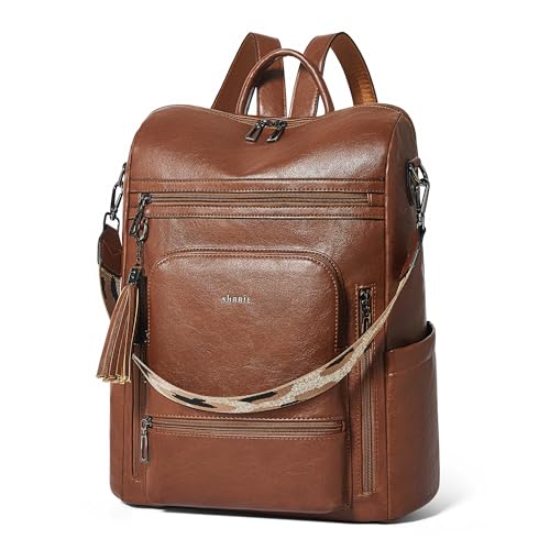 Shrrie rucksack damen elegant geeignet für 15,6Zoll-Notebooks Langlebig wasserdicht Damen aus Leder mit Laptopfach,Reiserucksack Lederrucksack Schulru