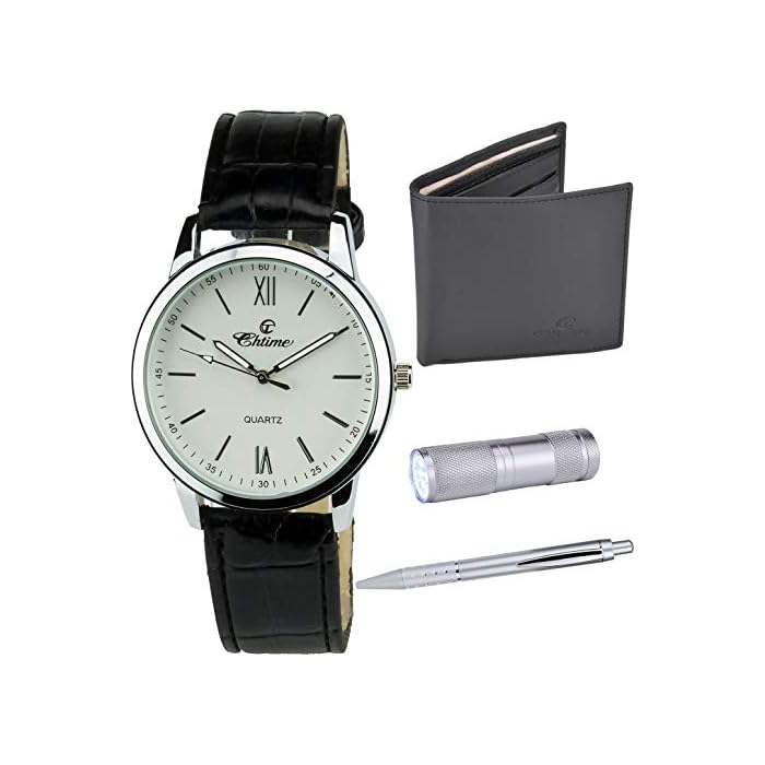 Caja de Regalo Reloj Hombre Blanco - Lámpara LED - Cuchillo suizo - Billetera - Bolígrafo - Imagen 3
