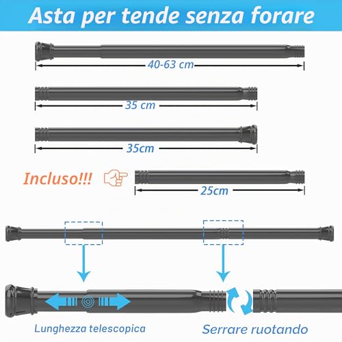 Pressure Curtain Pole Without Drilling for Pressure Curtain Rod Shower Curtain Rod Length 83 - 160 cm (1 Piece), Diameter 25 mm, White
