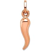 JewelryWeb 5mm 14k Rose Gold Hollow Italian Horn Charm Pendant Necklace for Women