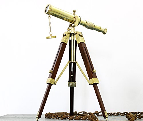 Maritime Brass Table Telescope Nautical Desktop Tripod Shiny Brass Collectible Gift Love
