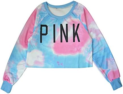 Fashion Pink Style Character Alphabet Teenage Girls Cropped Top Sweater Shirts (Counter Pink)