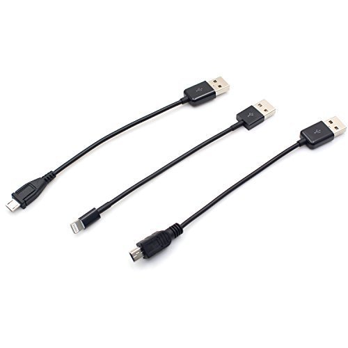 Riipoo(TM) 10CM Length USB Charging and Data Sync Cable for iPhone Samsung Sony HTC GPS MP3 MP4 and Other Micro Mini Port Devices,USB to 8 Pin,Mini USB,Micro USB (3 PCS)