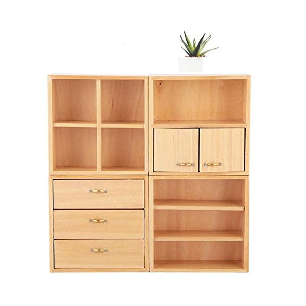 Maßstab 1/12 Puppenhaus Zubehör Holz Schrank Möbel Wohnzimmer Schlafzimmer Schrank Einheit für Puppenhaus(Kräftiges Holz)