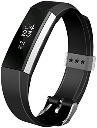 THRODY Fitbit Alta HR Bands Black, Fitbit Alta and Fit bit Alta HR Fitness Smartwatch Band Replacements Bracelet Strap Wristband with Metal Clasp for Women Men Girls Boys, No Tracker(Smooth)