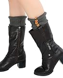 VAMEI Womens Leg Warmers Crochet Knit Boot Cuffs Medium Buttons Socks