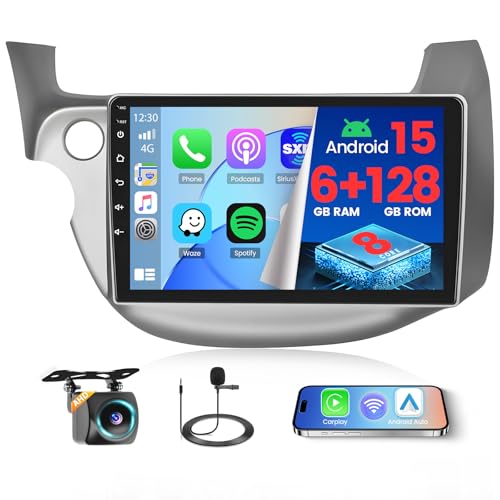 8Core 6+128G for Honda Fit 2008-2013 Android 15 Car Stereo Wireless Apple Carplay Android Auto,10.1 inch IPS 1280 * 720 Touch Screen Radio 59UI DSP 5G WiFi Bluetooth GPS FM RDS+Free AHD Backup Camera