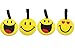 Finex 4 Pcs Set Emoji Smiley Face Smiling Silicone Travel Luggage Baggage Identification Labels ID Tag for Bag Suitcase Plane Cruise Ships with Belt Strap