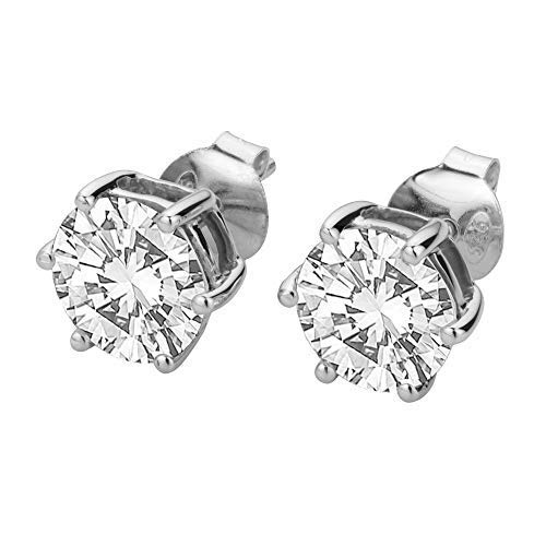 Genuine Swarovski 925 silver Women's Earrings Studs 8mm (2 carat size) (Swarovski Collection)