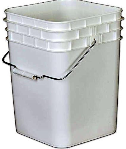 White Economy Square 4 Gallon Plastic Bucket, 18 Pack