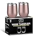 2 Pack Stainless Steel Wine Glass Tumbler with Lid, 12 oz Double Wall Vacuum Insulated Travel Tumbler Cup, Coffee Water Bottle Cup (Rose Gold)