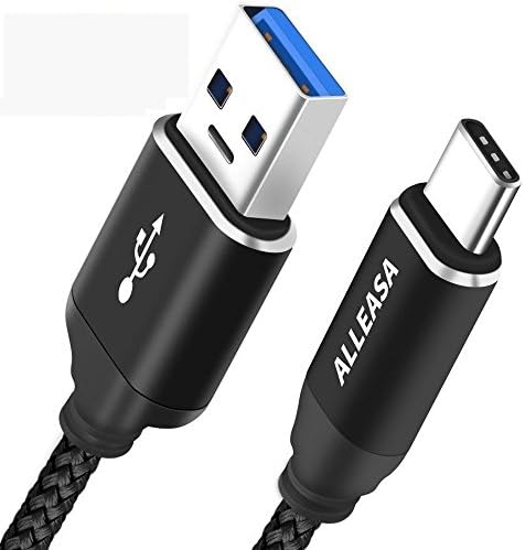 USB C Cable, (2 Pack 6.6FT) ALLEASA Certified Type C Cable, Nylon Braided Type C USB 3.0 Fast Charger Cord for Samsung Galaxy S9, Note 8, Pixel, Nexus, Nintendo Switch and More (Black)