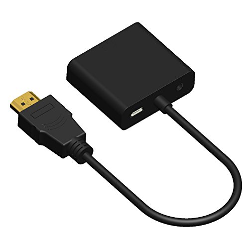 SZHYLINK HDMI to VGA, 1080P with Audio Port, Gold Plated Active HDMI to VGA Adapter Converter Male to Female with Micro USB & 3.5mm Audio Port Cable (Black)