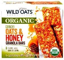 Wild Oats Marketplace ORGANIC CRUNCHY OATS & HONEY GRANOLA BARS (6 Pack). Each box contains 6 two bar pouches. A Total of 72 bars. USDA Organic