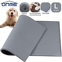 ONME Pet Food Mat, Large Dog Food Mats FDA Grade Dog Dish Mat Silicone Dog Food Water Mat Waterproof Pet Feeding Mats for Dog and Cat, Non-Slip Dog Bowl Mat, Easily Clean Food Mat for Pets(Large)