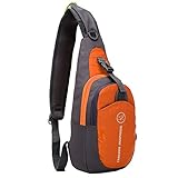 Shoulder Backpack, Sunhiker C821 Casual Cross Body Bag Outdoor Sling Bag Chest Pack with Adjustable Shoulder Strap for Cycling Hiking Camping Travel and Men Women (C821/Orange)