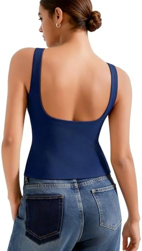 Amazon.com: SUUKSESS Women Built in Bra Open Back Boat Neck Tank