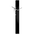 Torre & Tagus 25" Modern Pendulum Wall Clock with Woodpecker Motion - Tall Black Bird Clock Lightweight Aluminum Frame, Minimalist Design & Slim Profile for Narrow Walls (Black w/Silver Hands)