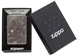 Zippo Skull Head Armor High Polish Black Ice Pocket