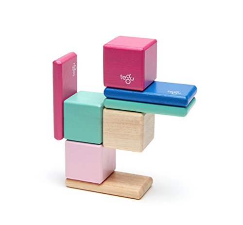8 Piece Tegu Pocket Pouch Magnetic Wooden Block Set, Blossom