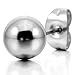 INBLUE Men,Women's 3~8mm 12 PCS Stainless Steel Stud Earrings Silver Tone Ball Bead Set (6 Pairs)