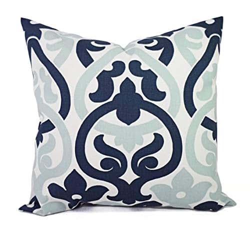 Spa Blue Pillows Navy and Blue Geometric
