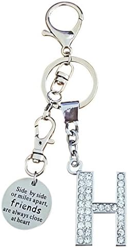 AM Landen Letter H "Friends Are Always Close at Heart" Alphabet Keychain Key Ring