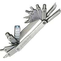Swiss+Tech ST41150 Polished SS 15-in-1 Folding Multitool with Screwdrivers & Wrenches, LED Flashlight, Pry Bar